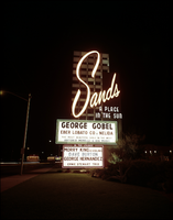 Photograph of the Sands Hotel marquee, Las Vegas, 1950s-1960s