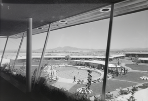 Film transparency of the Desert Inn Hotel pool area, Las Vegas, circa 1950s