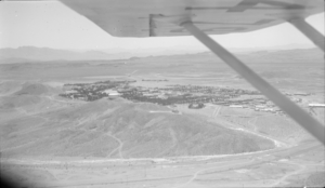 Film transparency showing an aerial view of Boulder City, Nevada, circa 1930s-1940s