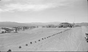 Film transparency of an airport and a Trans World Airlines terminal, Boulder City, Nevada, circa 1930s