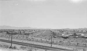 Film transparency of an airport and Trans World Airlines (TWA) terminal, Boulder City, circa 1930s