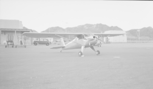 Film transparency of an airplane at the Trans World Airlines airport terminal, Boulder City, Nevada, circa 1930s