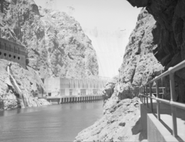 Film transparency of Hoover Dam's downstream face, circa mid 1930s