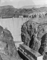 Film transparency of Hoover Dam's downstream face, circa late 1930s-1950s
