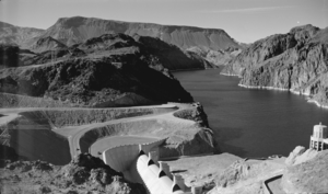 Film transparency of Hoover Dam spillway, circa late 1930s-1950s