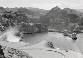 Film transparency of the upstream side of Hoover Dam, circa mid 1930s