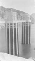 Film transparency of intake towers at Hoover Dam, circa mid 1930s-1950s