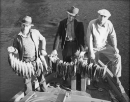 Film transparency of men on Lake Mead, circa 1930s