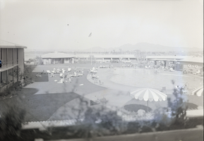 Film transparency showing the Desert Inn pool area, Las Vegas, circa 1950s