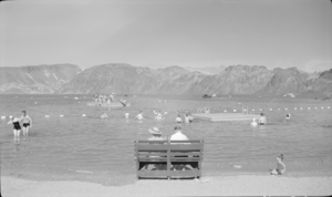 Film transparency showing swimmers at Lake Mead, circa 1935-1945