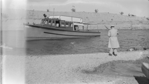 Film transparency showing Lake Mead Boat Landing, circa 1935-1950