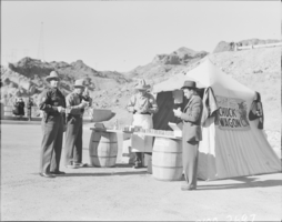 Film transparency showing Rotary Club members at Hoover Dam, circa late 1930s