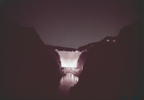 Film transparency showing Hoover Dam, circa 1940s-1950s