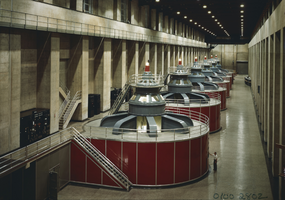 Film transparency of power generators at Hoover Dam, circa 1940s-1950s