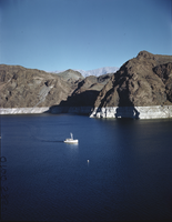 Film transparency showing a boat on Lake Mead, circa 1940s-1950s
