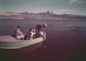 Film transparency of people fishing at Lake Mead, circa 1940s-1950s