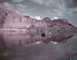 Film transparency of a boat on Lake Mead, circa 1940s-1950s