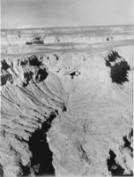 Film transparency of a Ford tri-motor plane over the Grand Canyon, 1936-1937