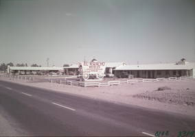 Film transparency of El Rancho Motel, Needles, California, circa 1940s