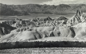 Postcard showing Zabriskie Point in Death Valley, California, circa 1930s to 1950s