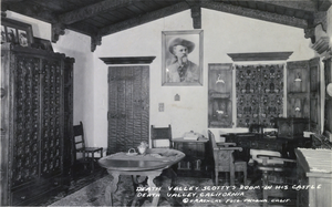 Postcard showing Scotty's Castle, Death Valley, California, circa 1920 to 1955