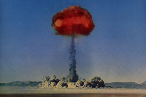 Postcard of an atomic explosion, Nevada, circa 1950s