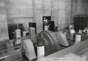 Photograph of a power generator, Hoover Dam, circa 1936