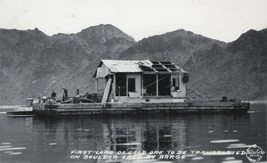 Postcard of a barge, Lake Mead, circa 1935-1950