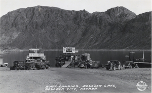 Postcard of boat landing, Boulder City, circa 1930s