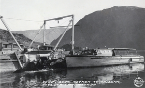 Postcard of a ferry boat, Boulder City, circa 1930s