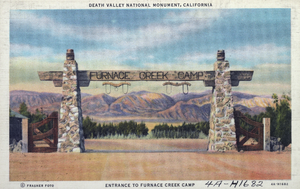 Postcard of Furnace Creek Inn, Death Valley, California, circa 1920 to 1955