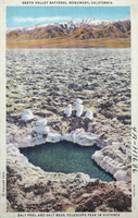 Postcard of salt pools and salt beds, Death Valley, circa 1920 to 1955