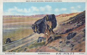 Postcard showing Mushroom Rock, Death Valley, California, circa 1930s to 1950s