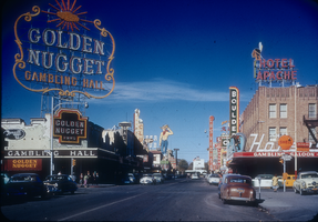 Slide of hotels and casinos on Fremont Street, Las Vegas, circa 1950s