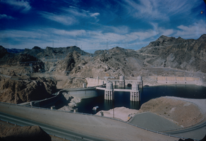 Slide of intake towers at Hoover Dam, circa late 1930s-1950s