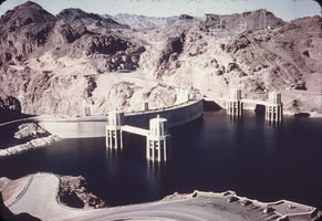 Slide of intake towers at Hoover Dam, circa late 1930s-1950s