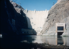 Slide of downstream face of Hoover Dam, circa late 1930s