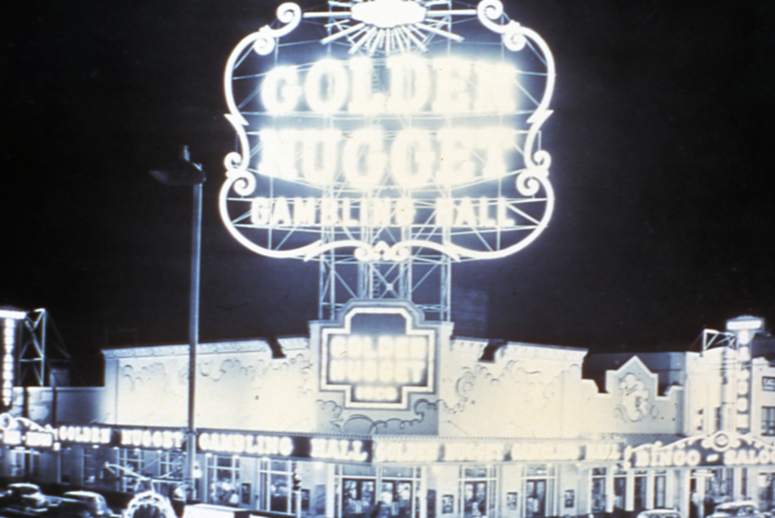 Slide of the Golden Nugget neon sign, Las Vegas, circa late 1940s