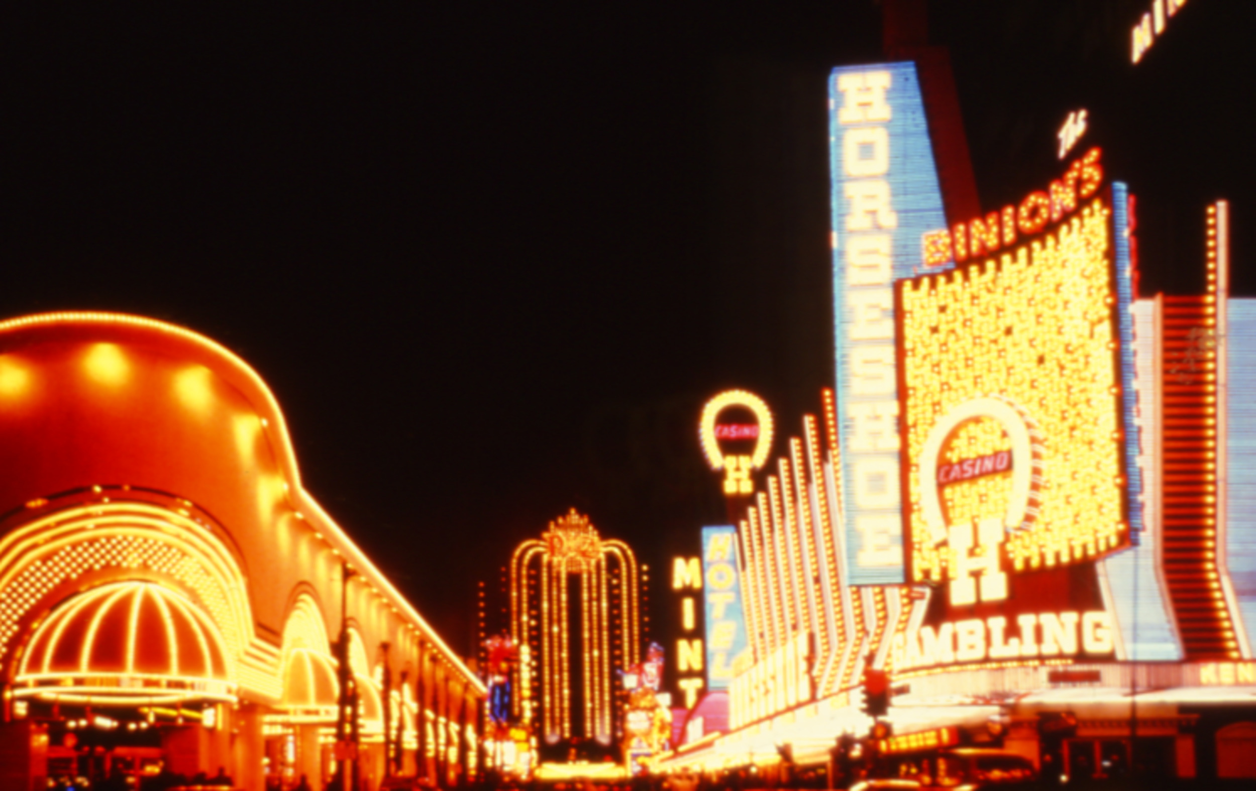 Slide of Fremont Street at night, Las Vegas, circa 1980s