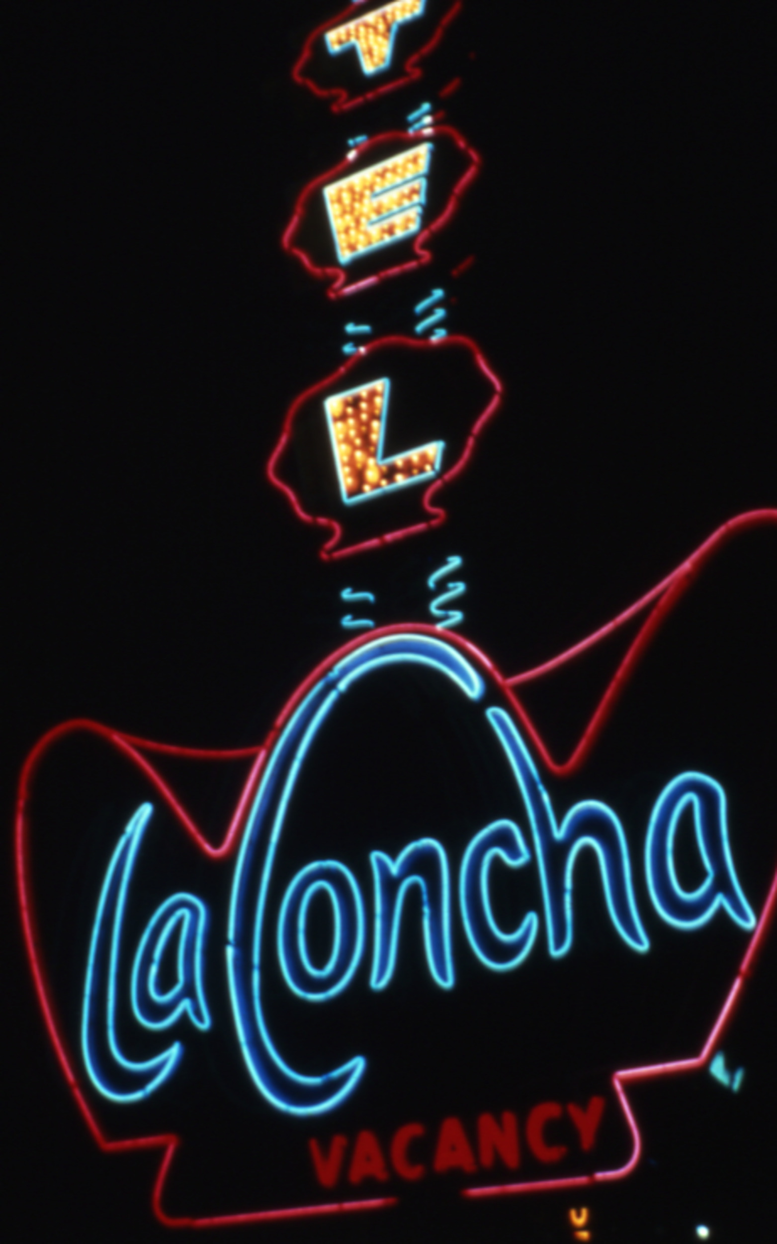 Slide of neon sign for the La Concha Motel, Las Vegas, Nevada, circa 1980s