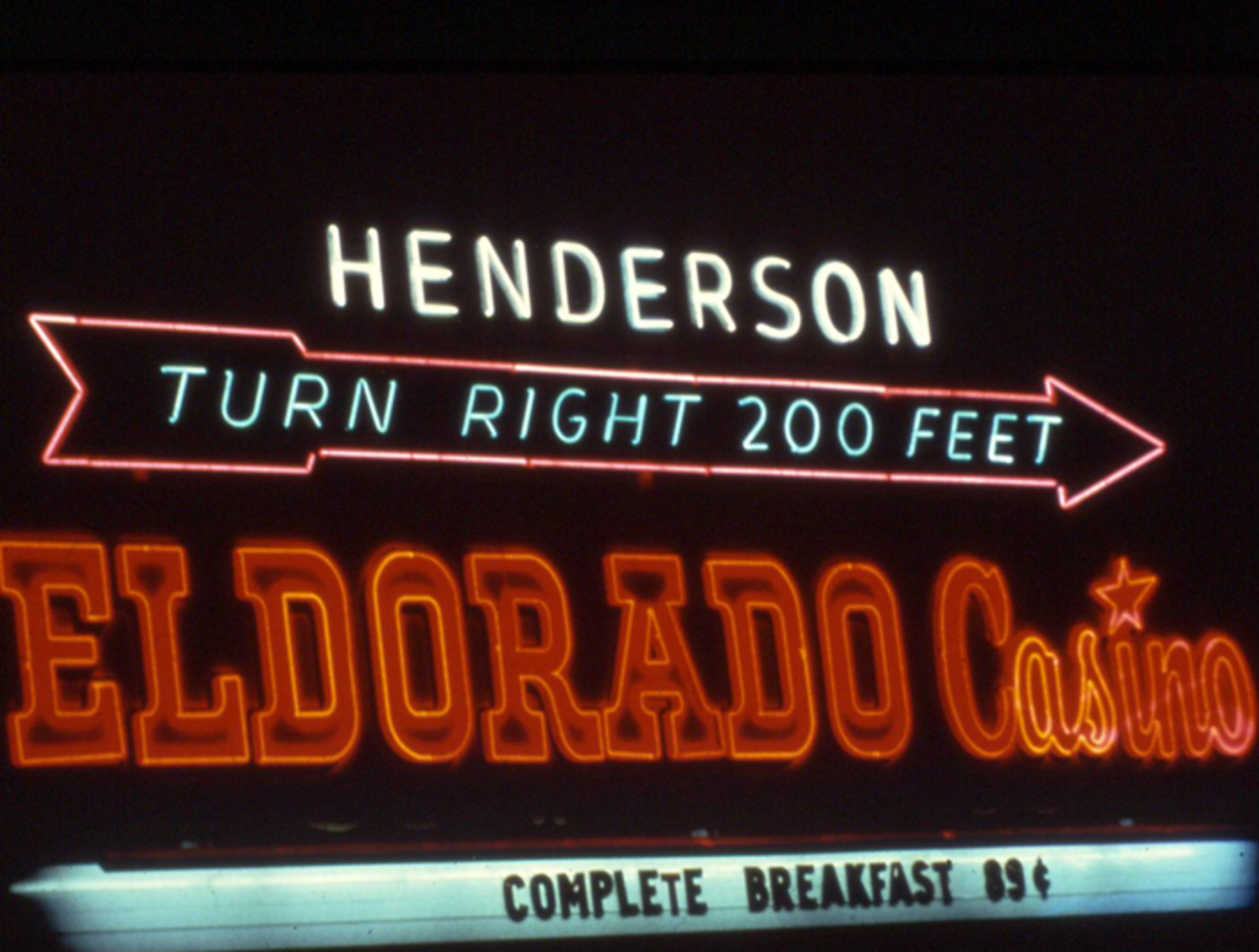 Slide of Eldorado Casino sign, Henderson, Nevada, 1986