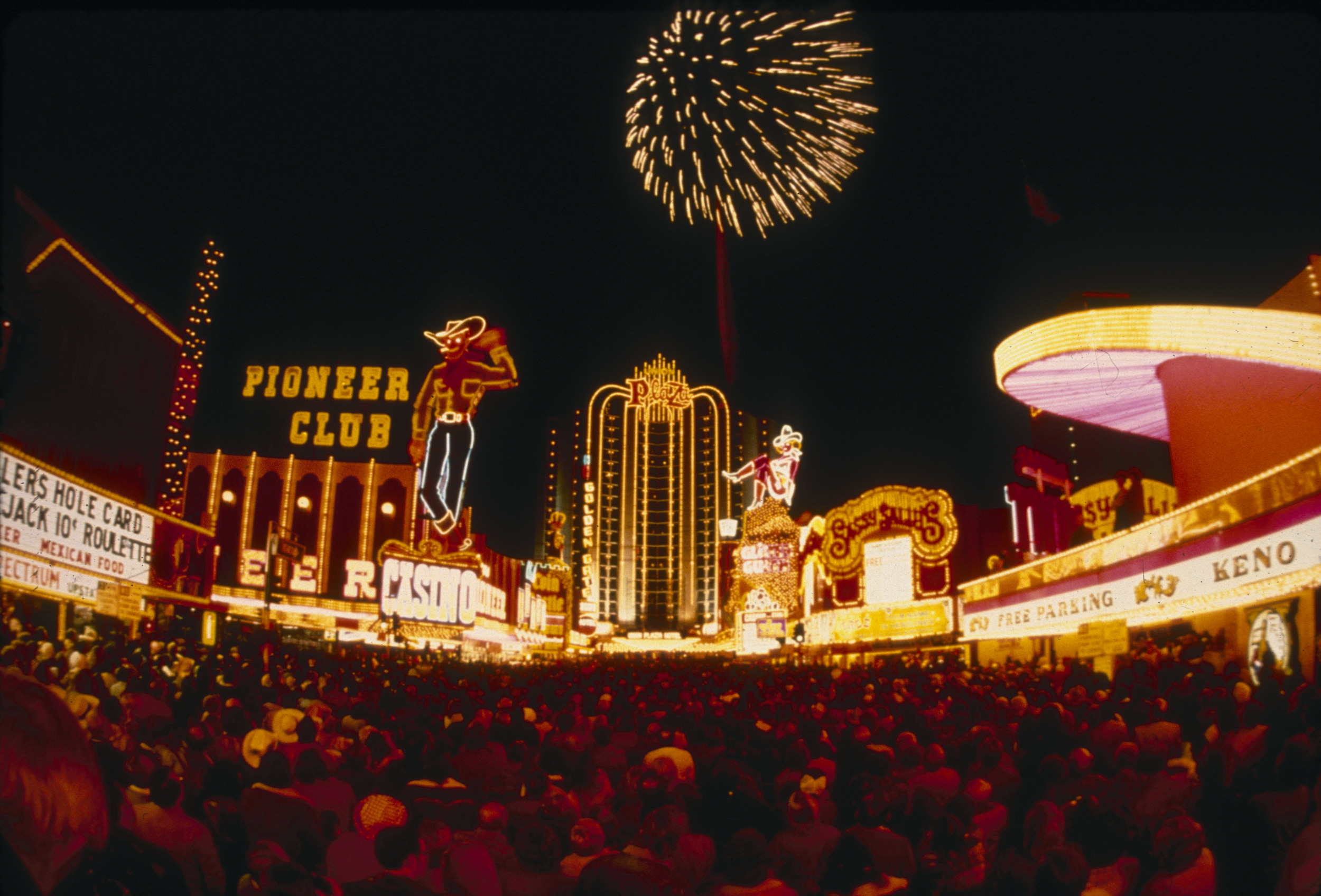 Slide of Fremont Street on New Year's Eve, Las Vegas, circa 1980s