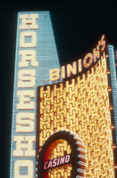 Slide of the neon signs for Binion's Horseshoe, Las Vegas, 1986