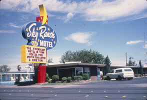 Slide of the Sky Ranch Motel and its neon sign, Las Vegas, 1986