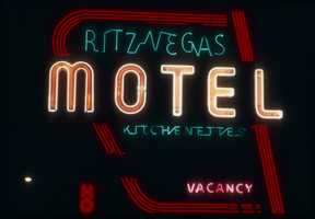Slide of the neon sign for the Ritz Vegas Motel, Las Vegas, circa 1980s