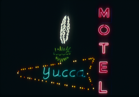 Slide of the neon sign for the Yucca Motel, Las Vegas, circa 1980s