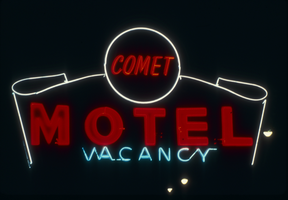 Slide of the neon sign for the Comet Motel, Las Vegas, circa 1980s