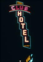 Slide of a neon sign for Club Hotel, Las Vegas, circa 1980s