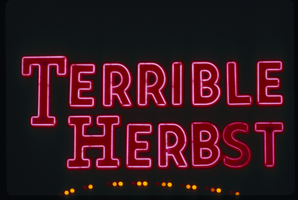 Slide of a neon sign for Terrible Herbst, Las Vegas, circa 1980s