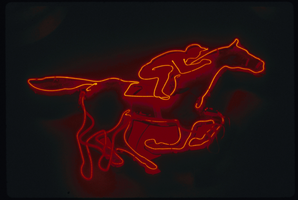 Slide of a neon racehorse sign, Las Vegas, circa 1980s